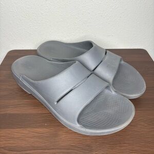 Oofos Unisex Ooahh Gray Open Toe Slip On Slide Sandals Size M 13 W 15